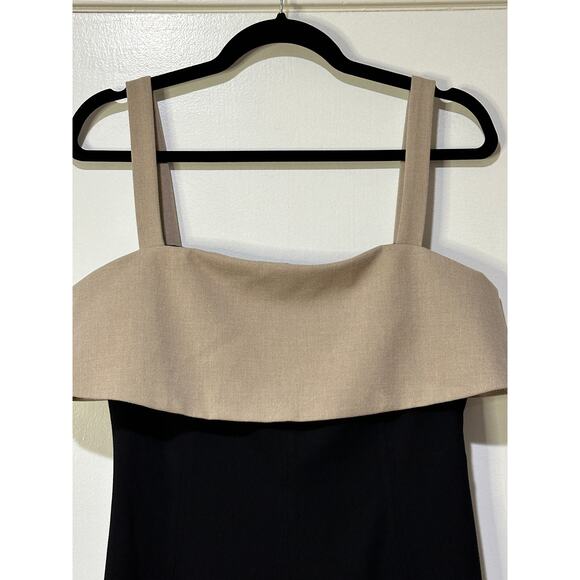 Rue Sophie Aurelia Colorblock Midi Dress Taupe Black Size Medium NWT Chic Dressy - Picture 3 of 16